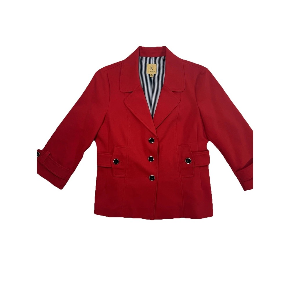 Kasper Women's Red Blazer 8 Career Jacket Button Front Lined Office Careerwear
